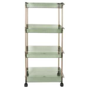 Förvaringsvagn 4 lådor grön/guld