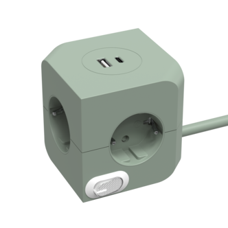 Cube Jatkojohto kuutio, USB-A, USB-C ja virtakytkin