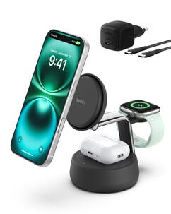 Belkin UltraCharge Pro 3-i-1 Qi2-lader, 25W