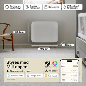 Mill Invisible Smart WiFi Sähköpatteri Gen. 4, valkoinen, 400 W