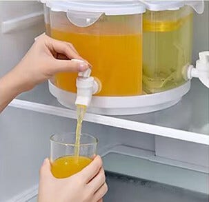 Drikkedispenser med 4 tappekraner, lokk og dreiebrett, 5,5 liter