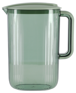 Tillbringare i plast med lock och 4 glas, 2 liter