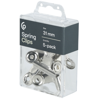 Paperipuristin Bulldog metalli 31 mm hopea, 5 kpl