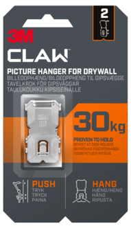 3M Claw tavelkrok för gipsvägg, 30 kg, 2-pack