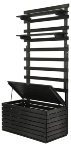 Förvaringslåda med väggpanel och hyllplan, svart 