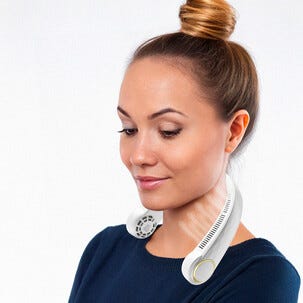 Kaulatuuletin USB, kannettava, valkoinen