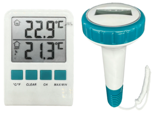 Digital pooltermometer med trådlös inomhusmottagare
