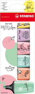 Överstrykningspennor Stabilo BOSS Mini pastell, 6-pack