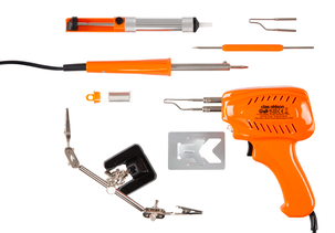 Loddepenn og loddepistol med tilbehør