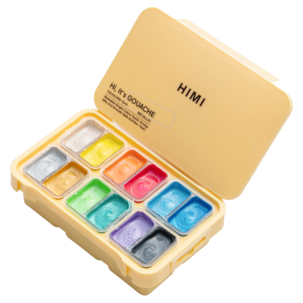 HIMI Twin Cup Guassimaalit metallic rasiassa, 12 kpl