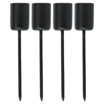 Lysholder for stakelys, svart metall, 4-pakning