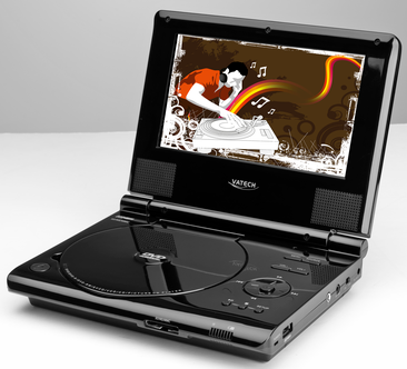 7" kannettava DVD/MPEG4-soitin widescreen ja kuulokkeet