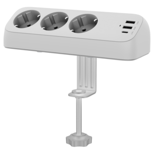Grenuttag 3-vägs USB-C, USB-A, bordsklämma, 1,5 m