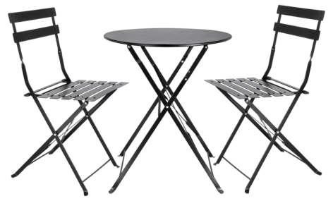 Parvekesetti kokoontaitettava, musta, metallia