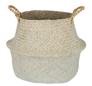 Punottu säilytyskori, jossa kahvat