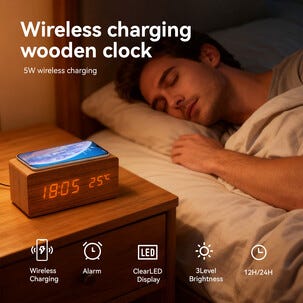 Väckarklocka digital med trådlös laddning