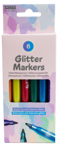 Glitterpennor Sense 6-pack, från 3 år