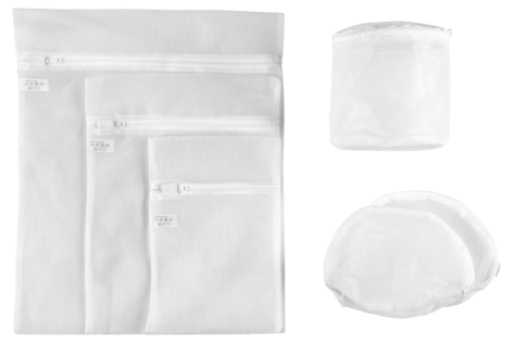 Tvättpåsar med dragkedja, vit, 6-pack