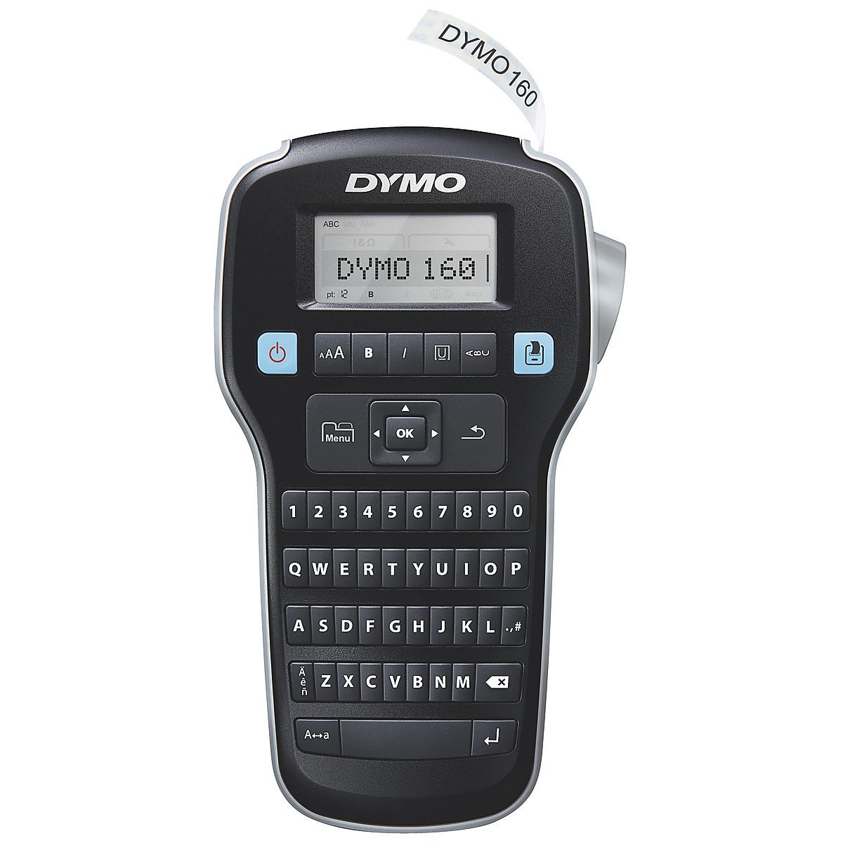 Dymo LabelManager 160 merkemaskin | Clas Ohlson DYMO D1 12mm Tape bl† p† hvit | Expect Office Solutions AS