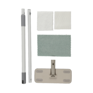 Gulvmopp startsett med teleskopskaft og kluter