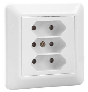 3-vägs infällt Euro-vägguttag ojordat ELKO RS