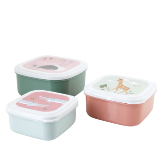 Matlådor barn med lock, stapelbara, 3-pack