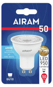 Airam LED-lamppu GU10, 4,2 W, neutraalin valkoinen