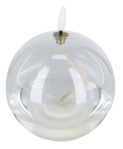 LED-ljus i form av en oljelampa, transparent glas