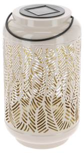 Solcellslykta metall, beige och guld, utomhus, 25 cm