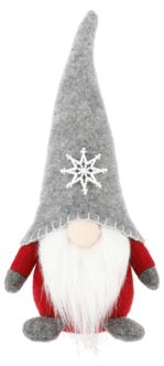 Jultomte i tyg röd/grå 25 cm