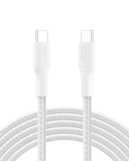 Belkin BoostCharge Pro Braided flettet USB-C-kabel 240W, hvit
