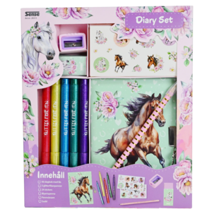 Sense dagbok med lås, hästar A6