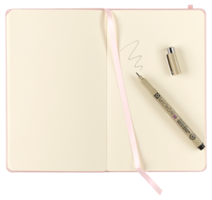 Skisseblokk og 8 Pigma Micron penner, Sakura