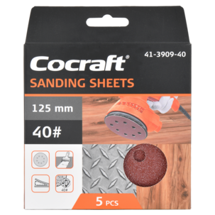 Cocraft sandpapper kardborre, sliprondell 125 mm, 5-pack