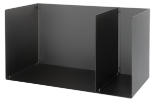 Lav vedholder med 2 rom i svart stål, til innendørs bruk, 39 x 70 cm