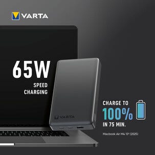 Varta speed powerbank 20000 mAh, 65W, snabbladdare