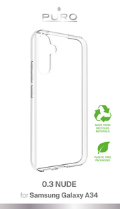 Puro mobildeksel 0.3 Nude til Samsung Galaxy A34, gjennomsiktig