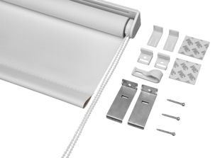 Mörkläggande rullgardin, skruvfri med kulkedja, vit