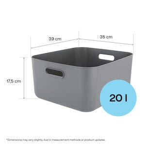 Tidy förvaringslåda med lock, återvunnen plast, grå