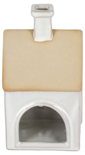 Lyshus i keramikk for telys, hvitt