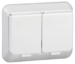 Schneider Exxact 2-veis innfelt stikkontakt med lokk, IP44