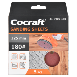 Cocraft sandpapper kardborre, sliprondell 125 mm, 5-pack