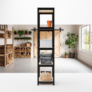 Smal förvaringshylla metall, svart, 40 x 40 x 180 cm