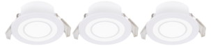 Innfelte LED-downlights 230 V hvite, 3-pakning