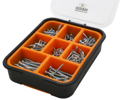Heco förzinkad träskruv i sortimentslåda, 200 st