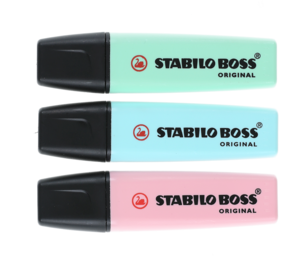 Överstrykningspennor Stabilo Boss pastell, 3-pack