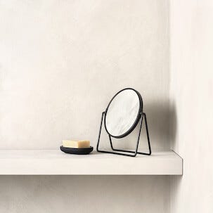 Pyöreä meikkipeili, suurentava, musta