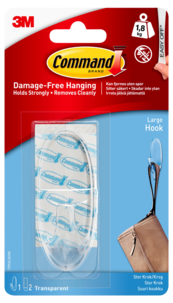 Command selvheftende gjennomsiktig krok, stor