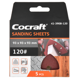 Cocraft sandpapir borrelås, 93 x 93 x 93 mm, 5-pakning