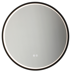 Rundt baderomsspeil med dimbart lys, svart, 60 cm